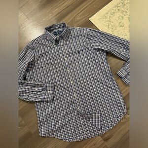 LIKE NEW Ralph Lauren Classic Fit Performance Dress Shirt button down plaid logo